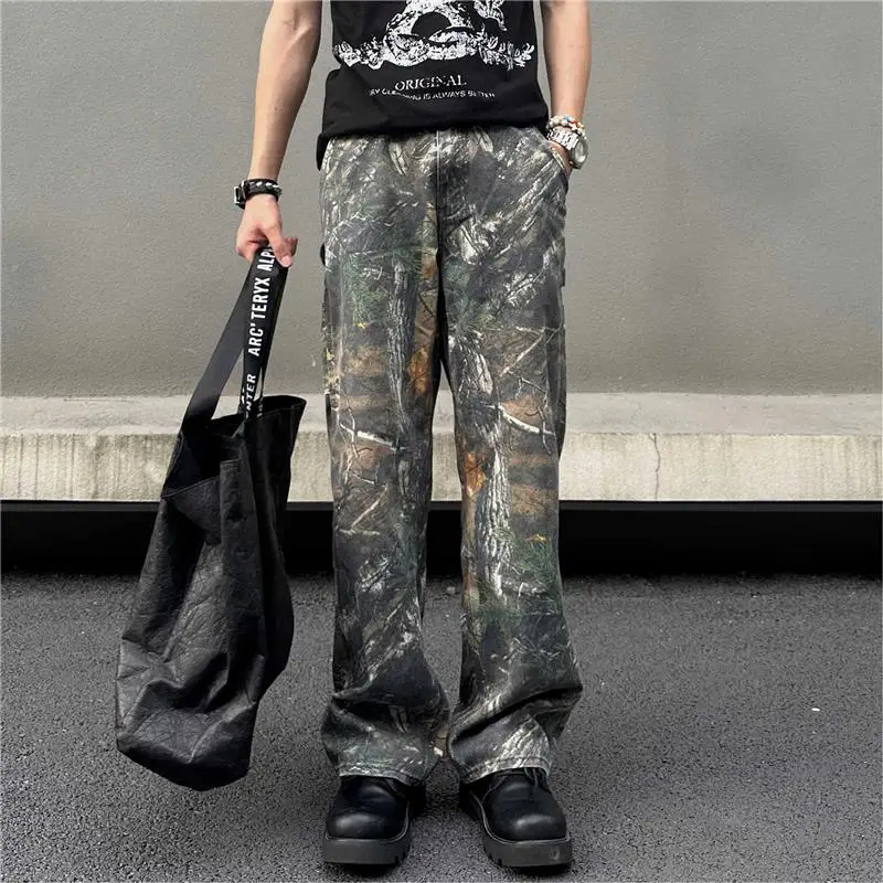 

Осень 2024, американские уличные камуфляжные брюки с принтом Le, свободная повседневная рабочая одежда с прямыми штанинами для мужчин, модная с низкой талией...