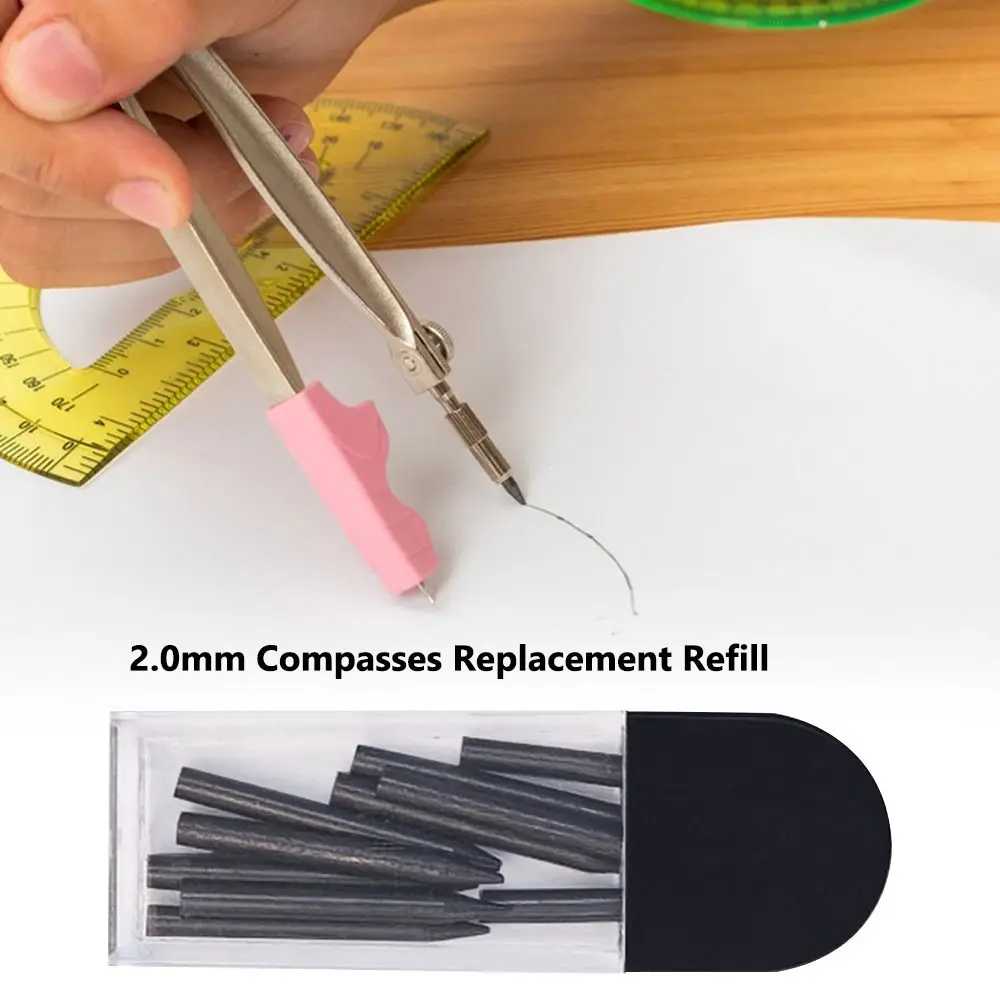 

10PCS/Box 2.0mm Compasses Pencil Lead 2B Graphite Core Compasses Core Compasses Replacement Refill Student Writing Supplies