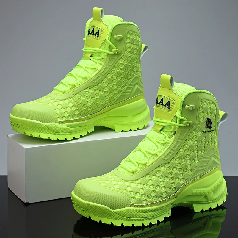 High-Top Men's Hiking Shoes Breathable Non-slip Outdoor Desert Combat Training Shoes Men Motorcycle Boots Work Ankle Boots