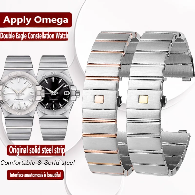 

23mm 25mm For Omega Double Eagle Steel Belt Constellation Stainless Steel Watch Strap Men's and Women's Watch band Accessories