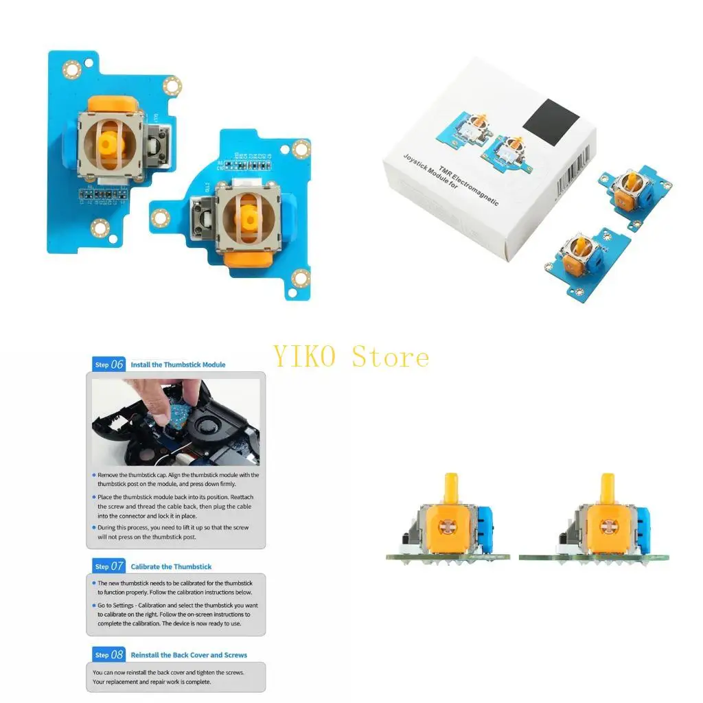 K32C TMR Analog Repair Module Set, Pair of PCB Mounted Joysticks Assemblies for Handheld Console Replacement, Maintenance, and