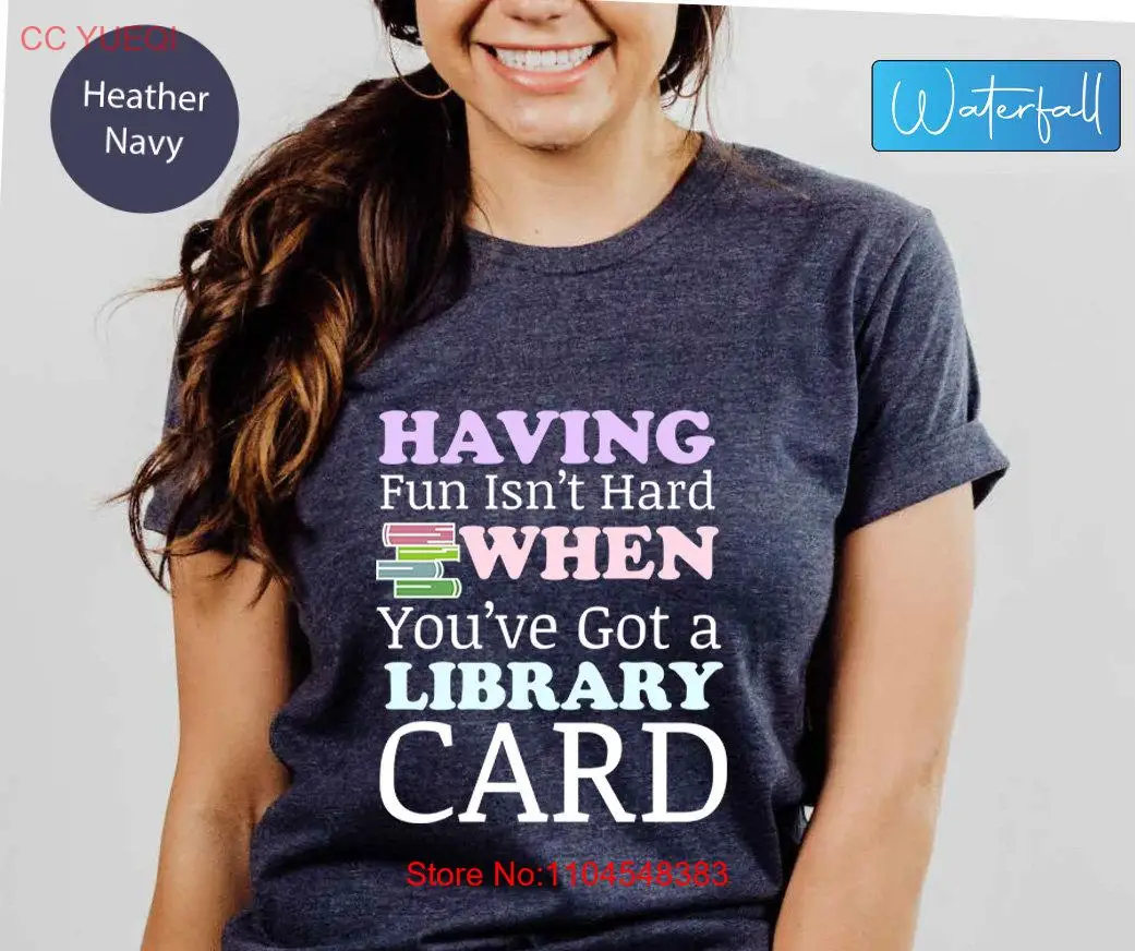 Funny Library Card T Shirt For Bookish Book Lover Librarian Reader Nerd Reading long or short sleeves