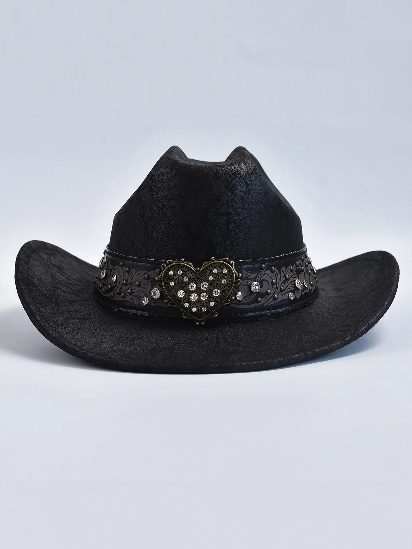 Faux PU Leather Western Cowboy Hats for Women Vintage Cowgirl Jazz Hat