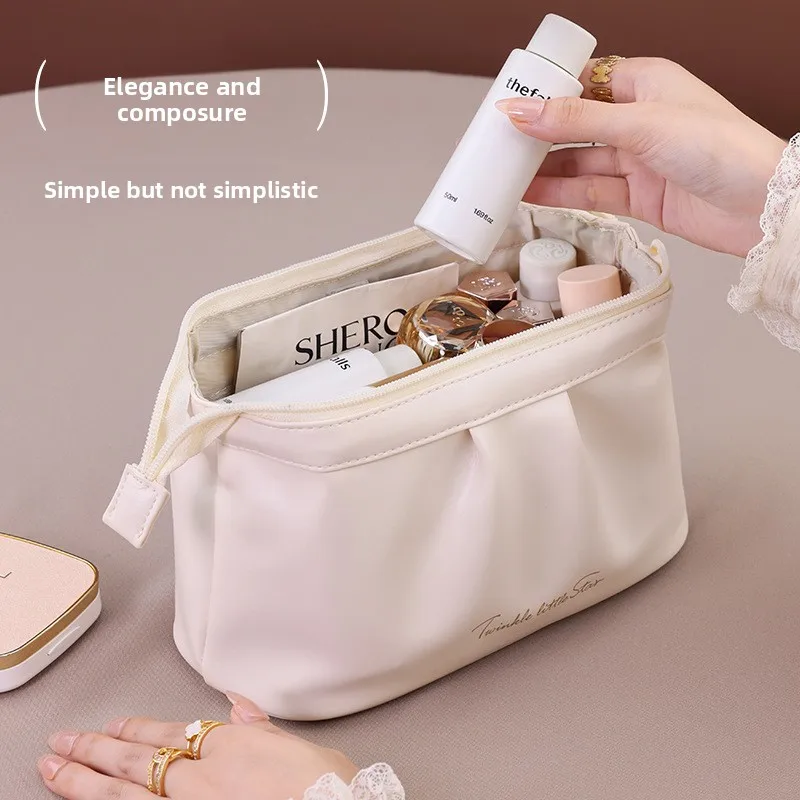 Rose Story Pu Waterproof Cosmetic Bag Large Capacity High Sense Travel Small Portable Female Ins Wind Grab Bag