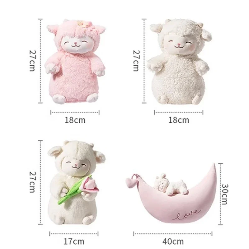 Lovely Stuffed Sheep Doll Super Soft Plush Lamb Toy Hug Pillow for Girls Bedroom Decoration Fluffy Animal Cushion Birthday Gifts