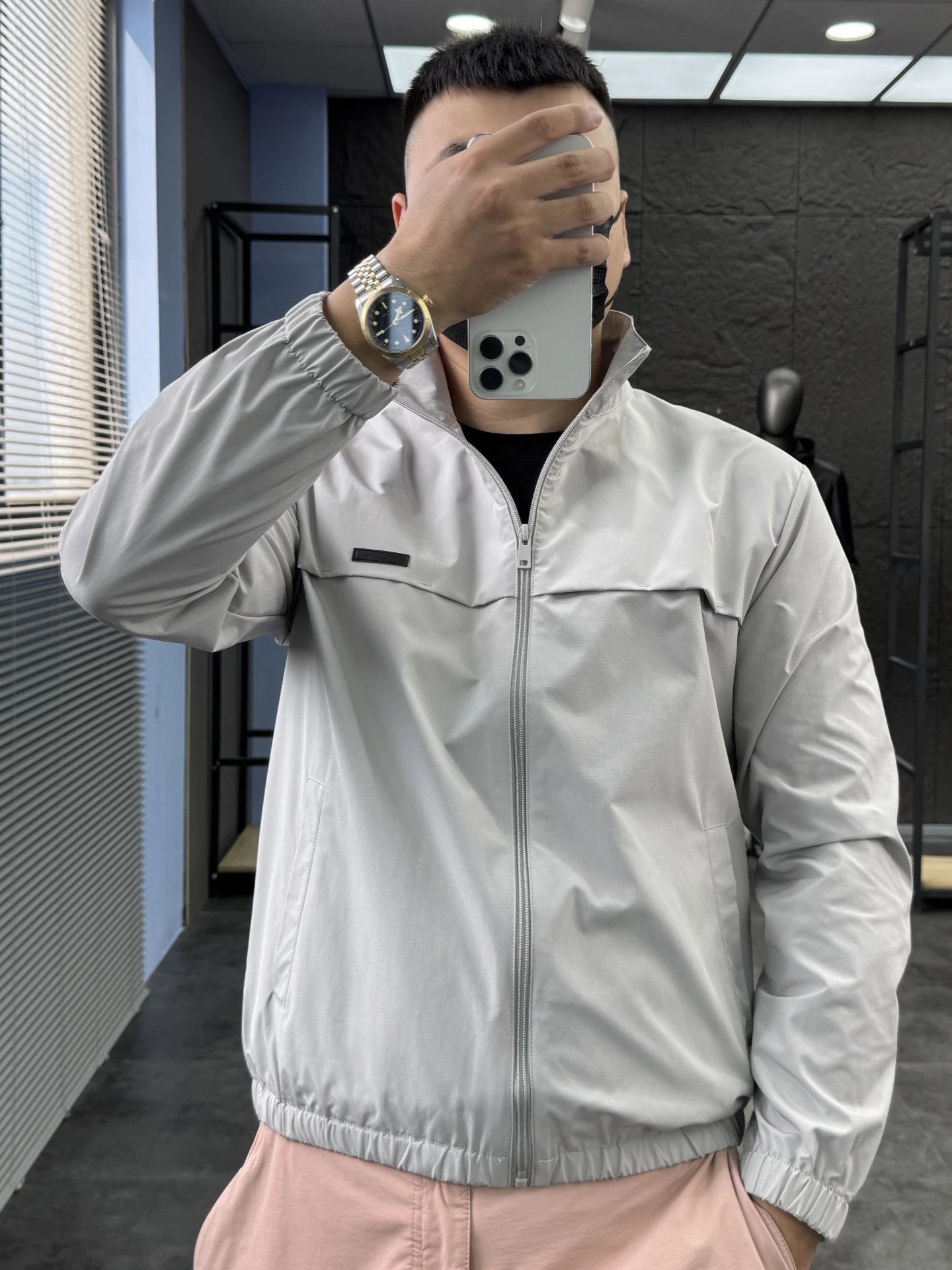 

Svip Sli Lightweight Casual Men's Jaet Spring Autumn Windproof Stand Collar Pure Color Outdoor Commuting Leisure Coat