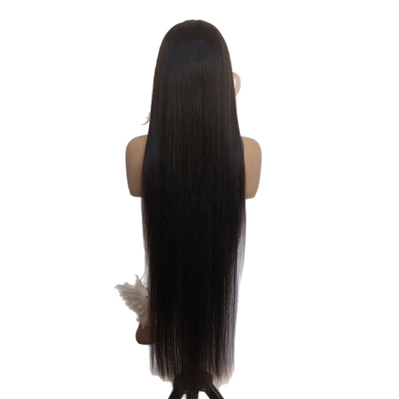 13  4Lace super long size 40Inc black straight hair Xuchang wig real hair straight hair
