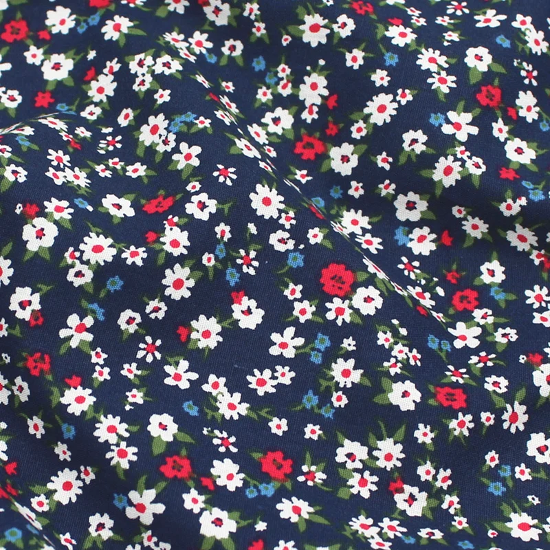 Dark Pastoral Style Cotton Floral Plain Sewing Fabric, 145x50cm, Printing Clothing Cloth