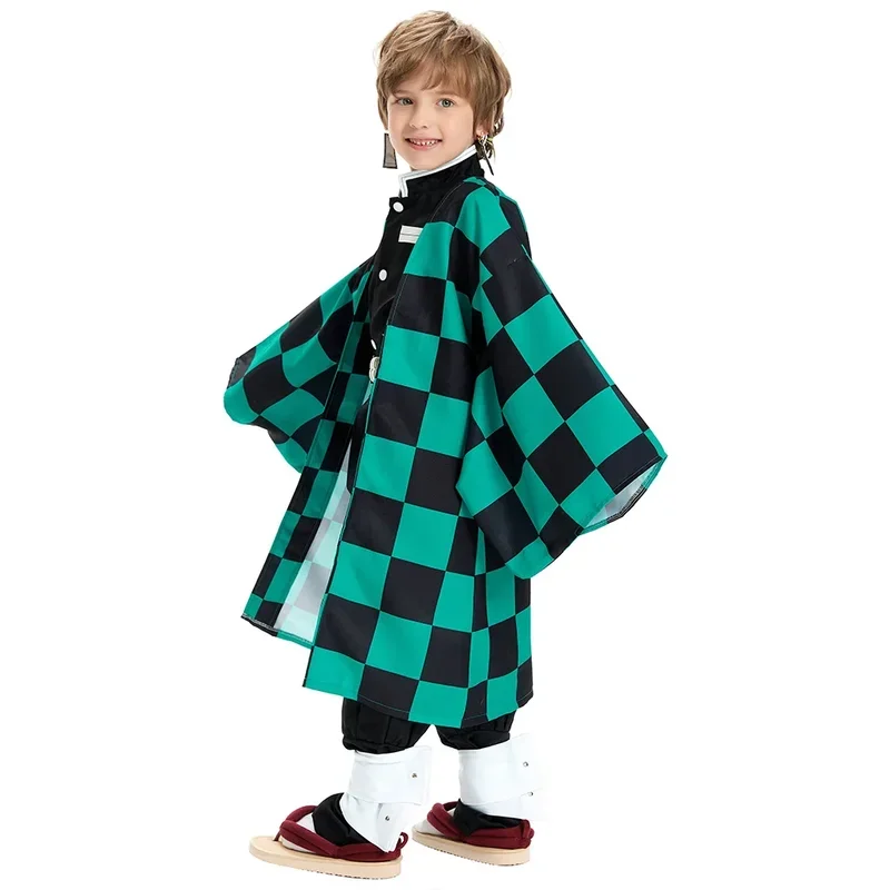 Cosplay Children's costume Anime Selling Killer Kimetsu No Yeyang Kamido Tanjiro Kimono costume Set Carnival Halloween Clothes