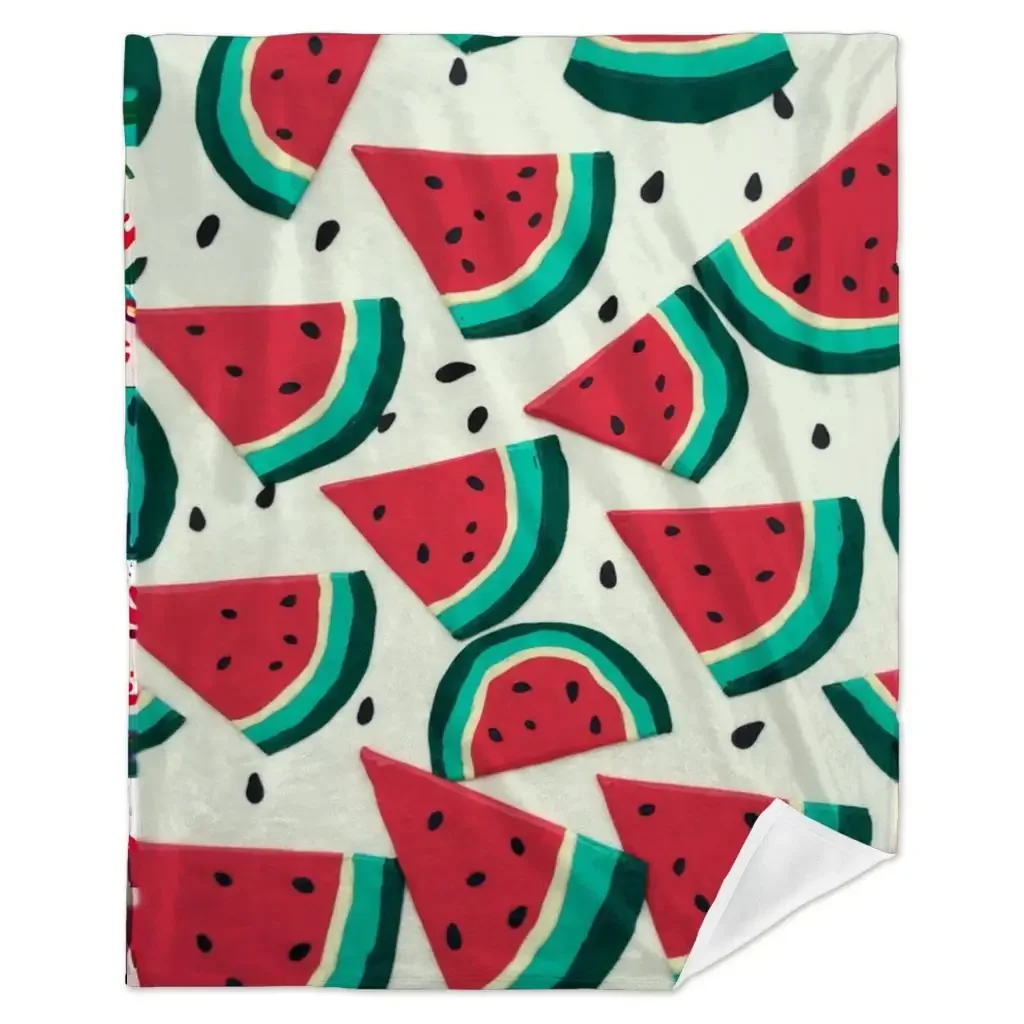 Womens Watermelon Slice Plush Flannel Blanket - Ultra-Soft All-Season Bedspread with Watermelon Slice Pattern