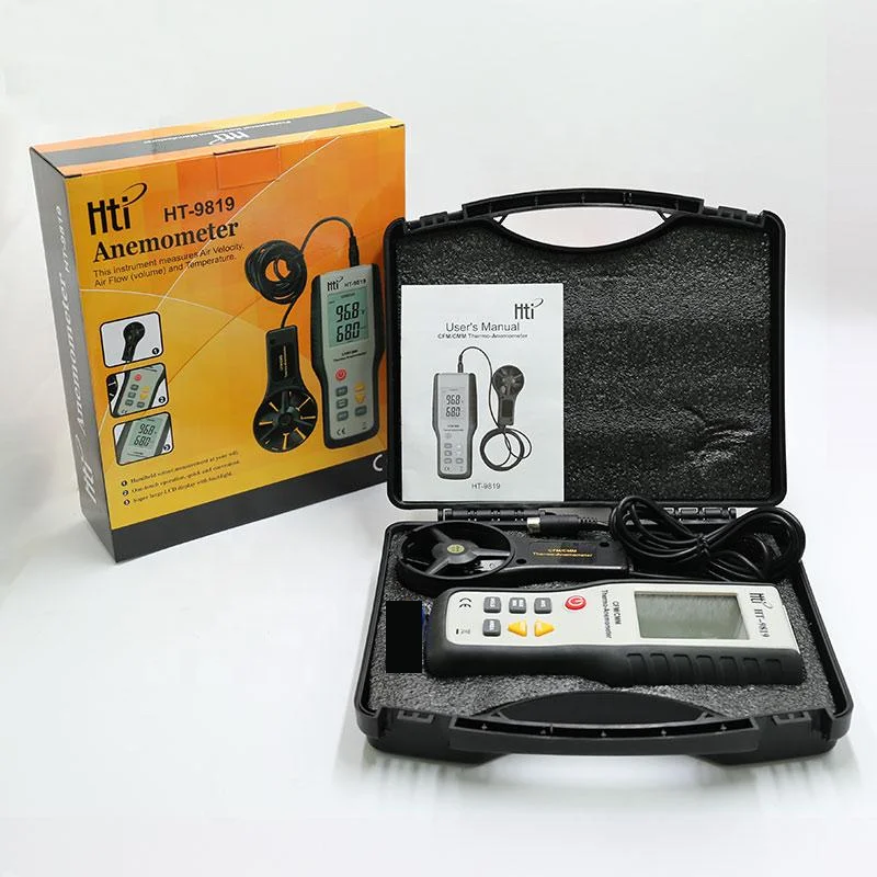 HTI HT-9829 High Sensitivie Digital Portable Wind Speed Meter Hot Wire Thermal Anemometer Anemometro Measuring Instruments