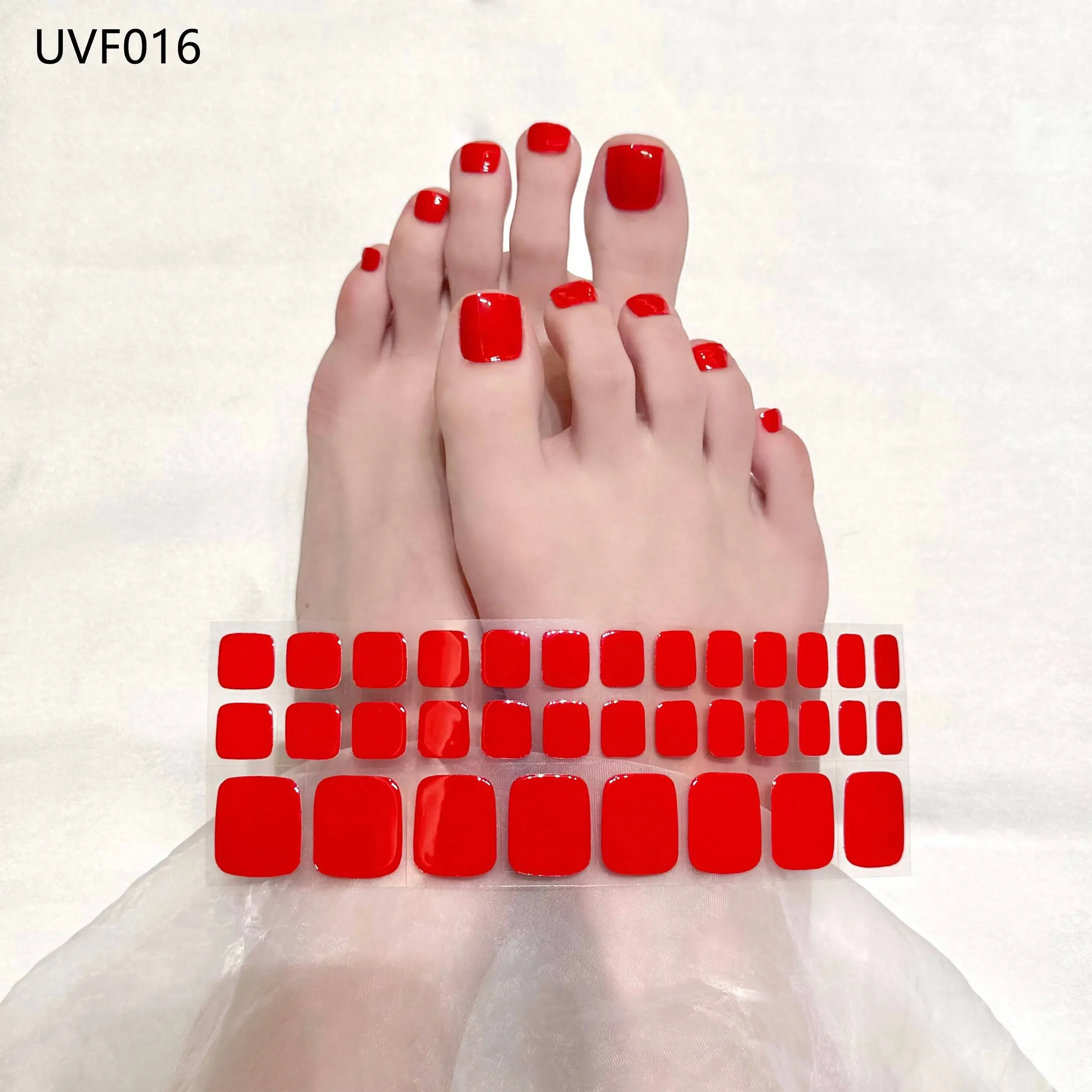 Pegatinas de Gel impermeables para uñas, 34 tiras, se endurece con lámpara UV, envolturas de esmalte impermeables coreanas para pies