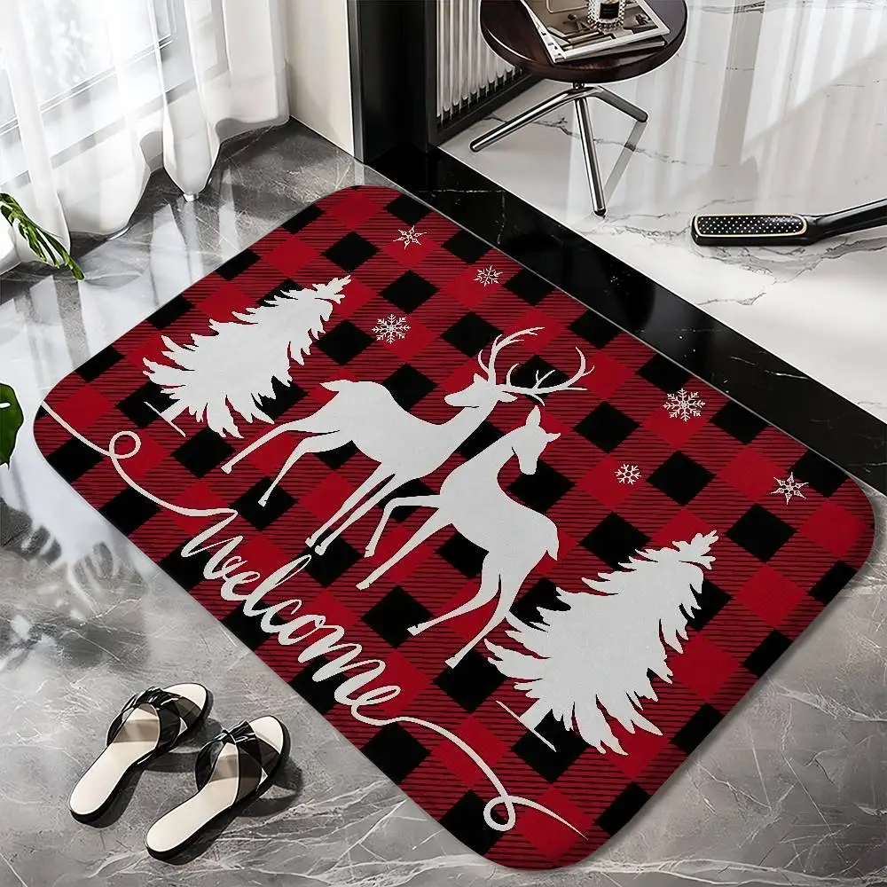 

Polyester Christmas Reindeer Floor Mat Printed Large Carpets Room And Bedroom Carpets Bathroom Anti Slip Door MATS Small Carpe