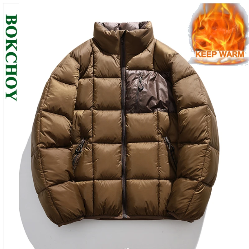 

2024 Winter New Casual Solid Color Loose Jackets for Men Clothing Keep Warm Stand Collar Padded Coat JL6608