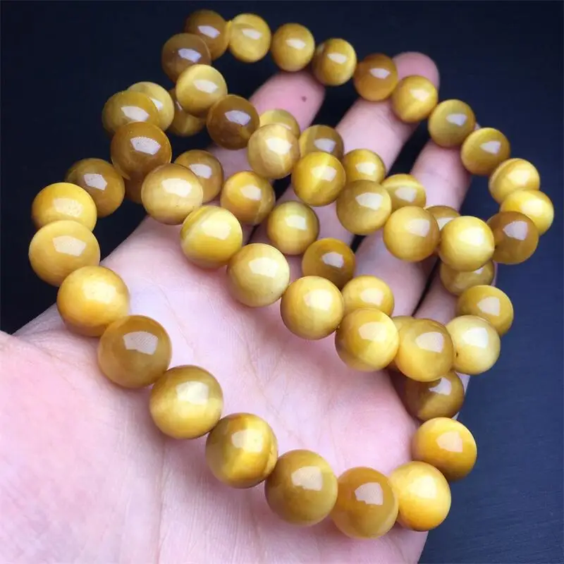 

10MM Natural Golden Tiger Eye Stone Bead Bracelet String Charms Strand Exquisite Jewelry Healing Crystal Energy Gift 1PCS