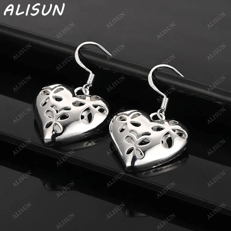 

ALISUN 925 Sterling Silver Hollow Hearts Earrings Drop Earrings For Women Creativity Gifts Street All-match Party And Daily Wear