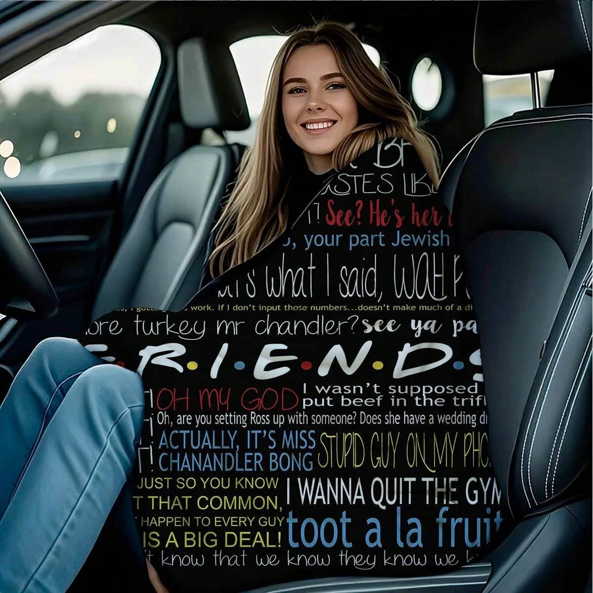 1pc Friends TV Show Classic Quotes Flannel Blanket, All Season Super Soft Warm Throw Blanket for Bedroom Living Room Camping, Si