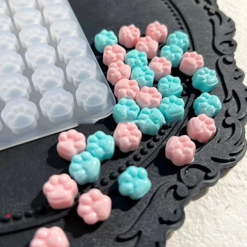 Mini Cat Paw Dropper Mold DIY Decompression Kneading Toy Mold Self-made Fire Paint Seal Wax Granule Mold Baking Candy Mold