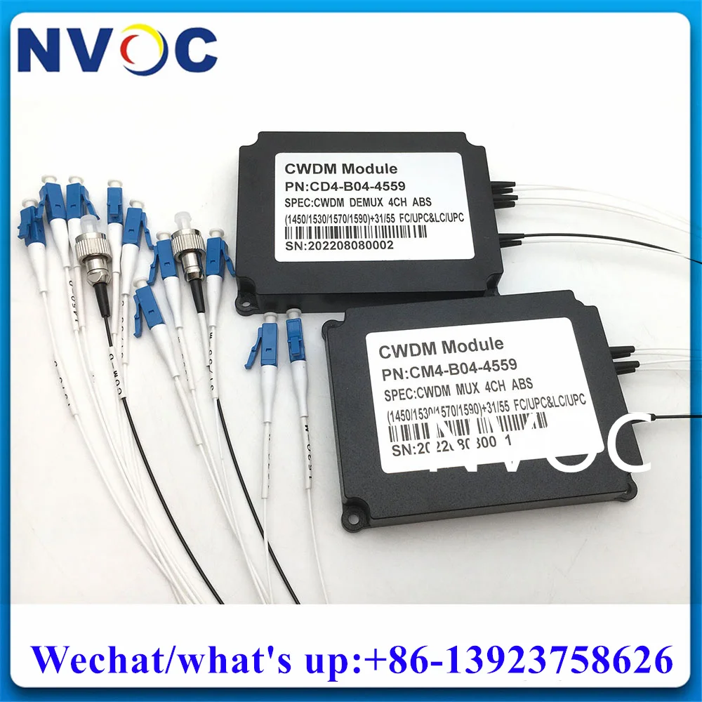 4Ch CWDM Module,4 Channel 1270-1610nmCWDM Mux&Demux in ABS BOX with 1M 0.9mm LC/UPC Connector and WDM FCUPC Updated Port