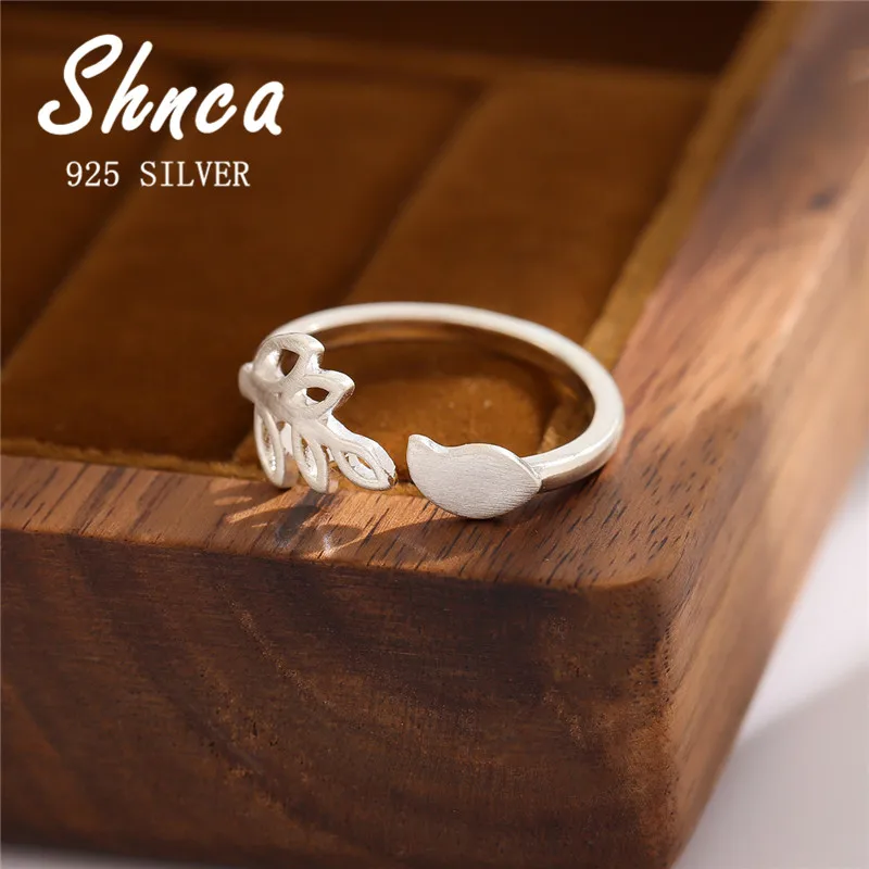 New Arrival Pure 925 Sterling Silver Tree Leaves Birds Open Rings For Women Female Anti-Allergy XR337