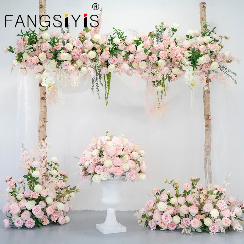 

Pink Wedding Arch Backdrop Decor Artificial Flower Row Arrangement Hanging Corner Flowers Party Table Centerpiece Floral Ball