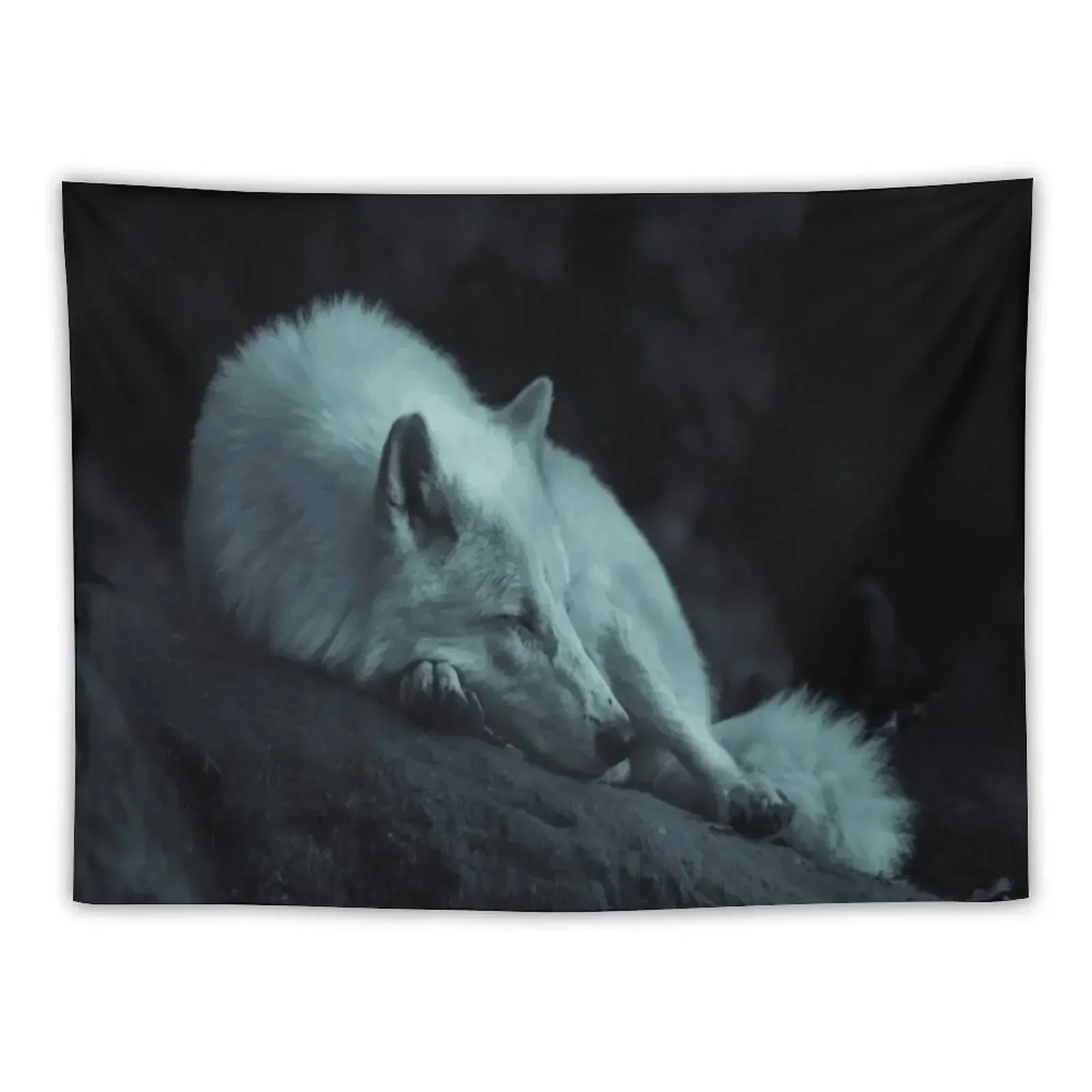 

Sleeping White Forest Wolf Tapestry Cute Decor Decor For Bedroom Tapestry