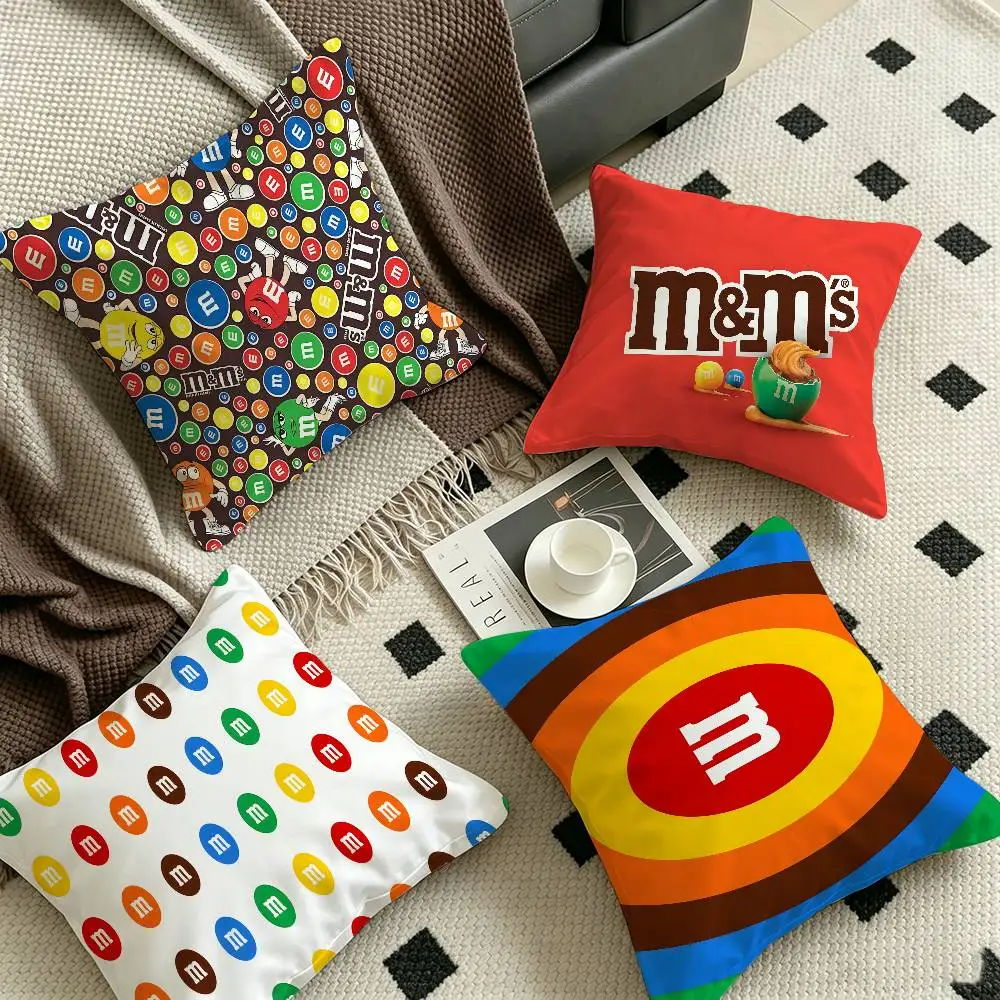 Foot Rugs M-M&M Candy Pillow Cushion Cover Pillowcase Living Room Sofa Home Decor Customized