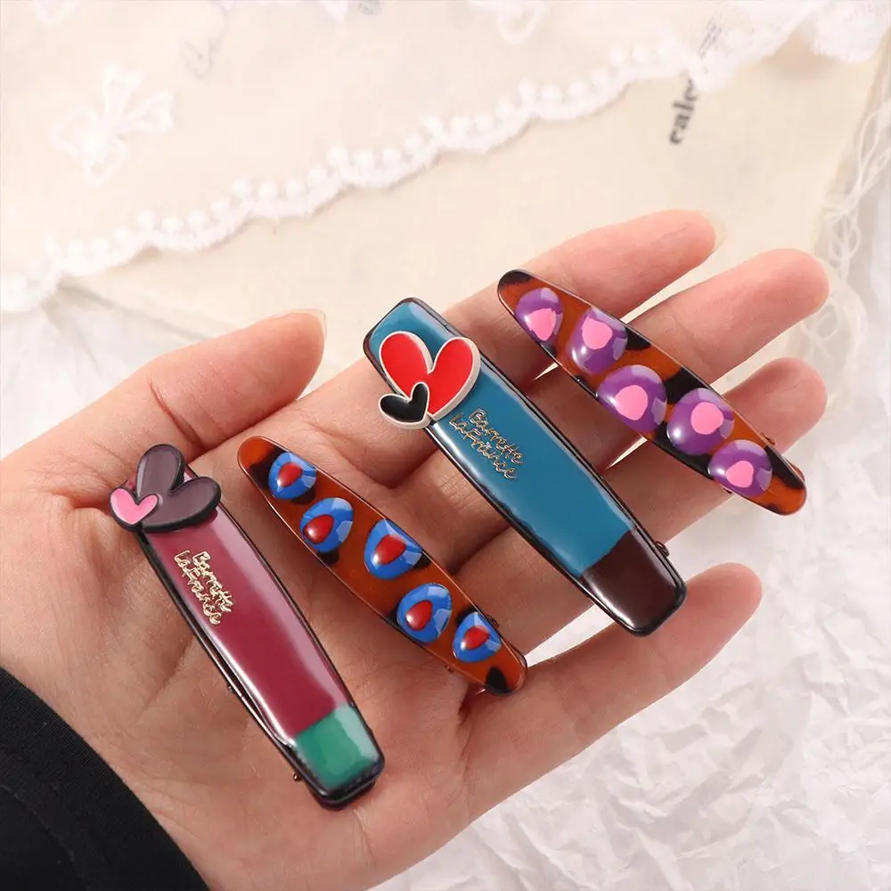 2pcs/set Jepit Rambut Retro Duckbill Set Jepit Rambut Love Bangs Clip Y2k Jepit Rambut Gaya Korea Aksesoris Rambut Jepit Rambut Harian