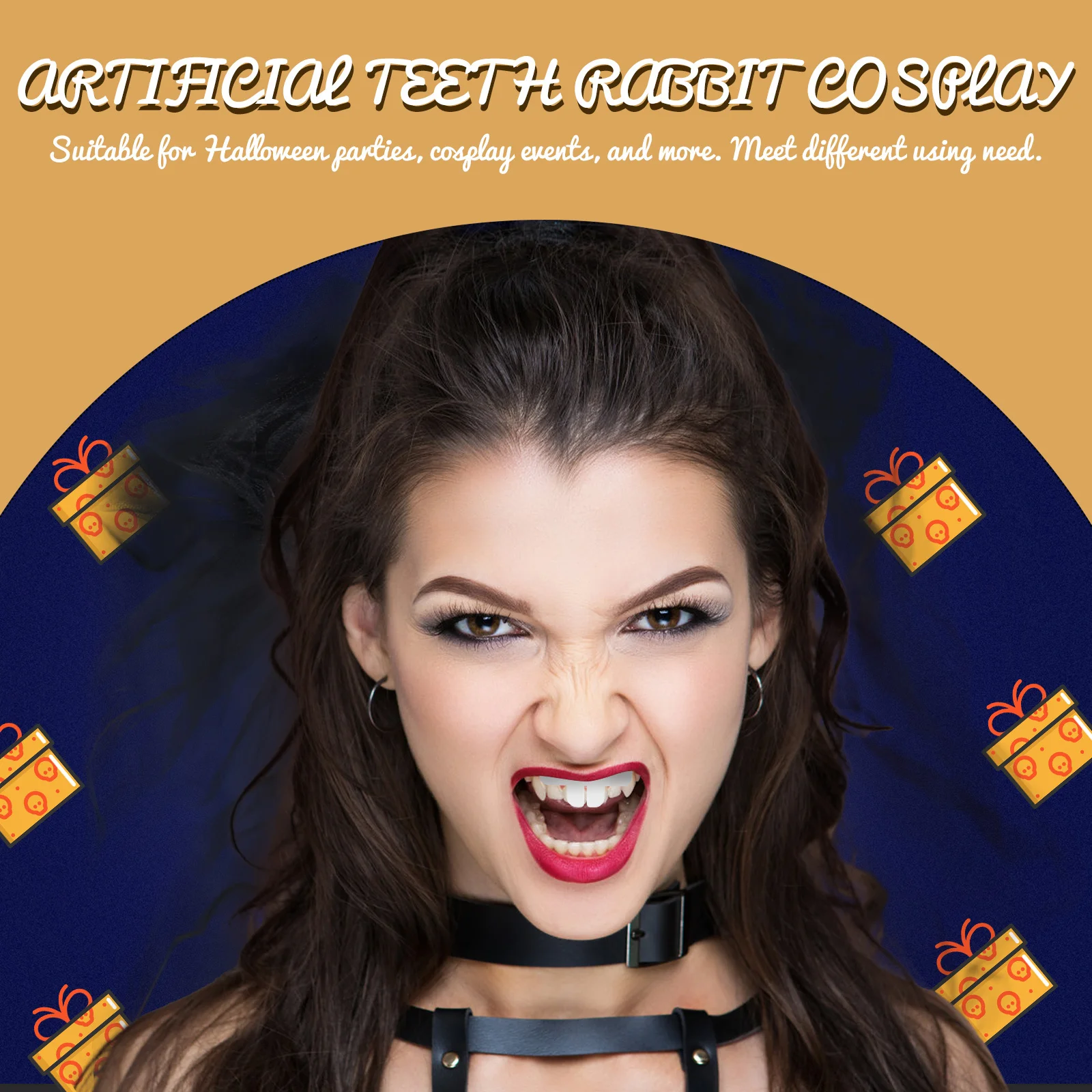 

Reusable Silicone Rabbit Teeth Prop Realistic Artificial Teeth for Cosplay Parties Halloween Bunny Party Decoration Prank