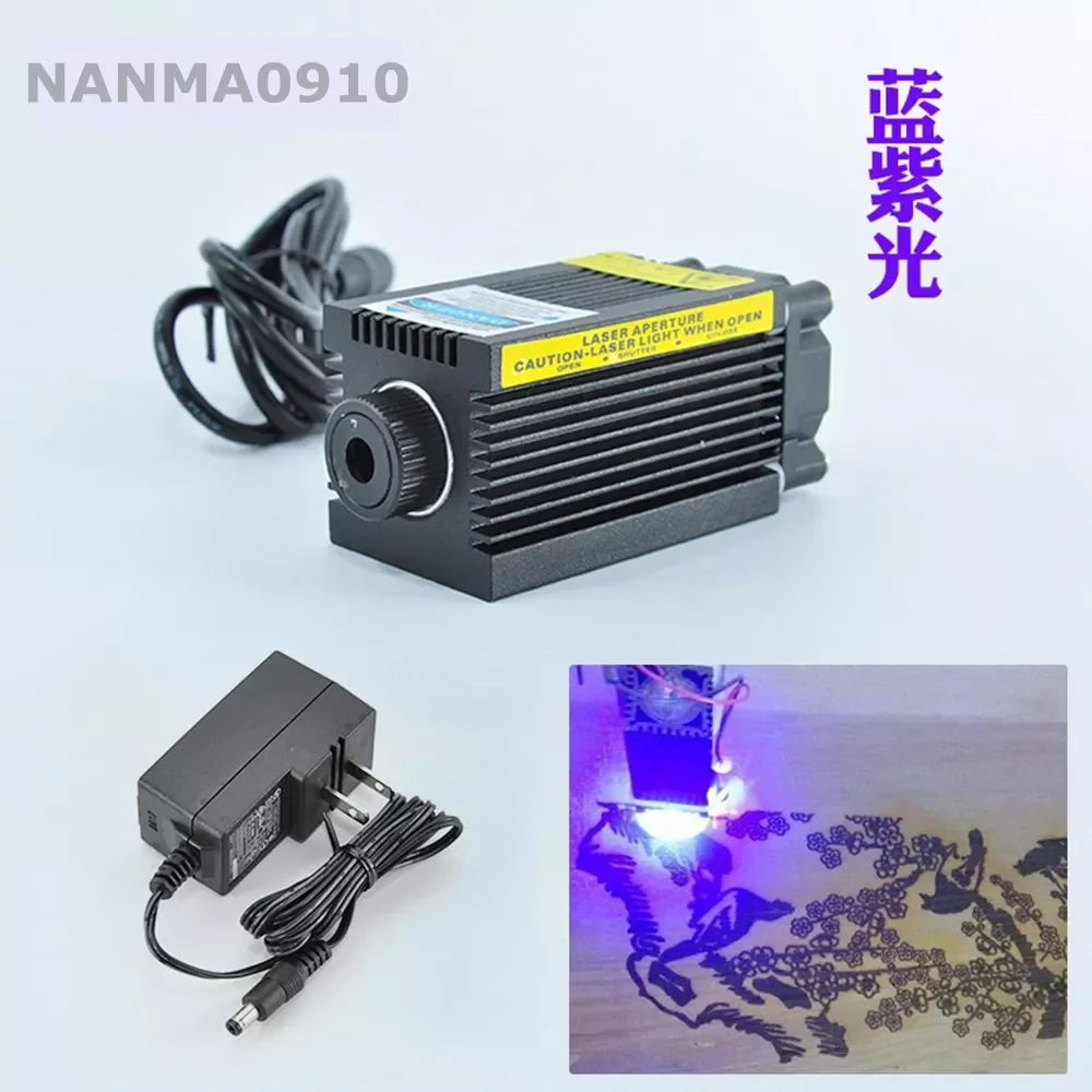 

405nm 300mW Purple Violet/Blue Dot Laser Diode Module Carving w 12V AC Adapter