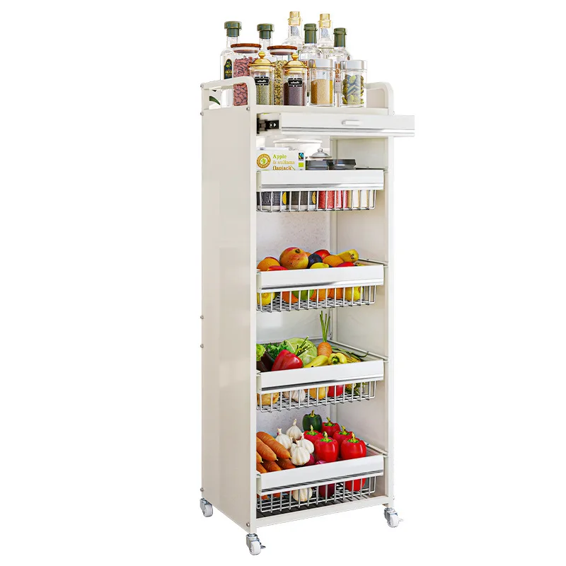 Vegetable basket shelf multi-functional floor-to-ceiling fruit and vegetable drawer cart storage rack