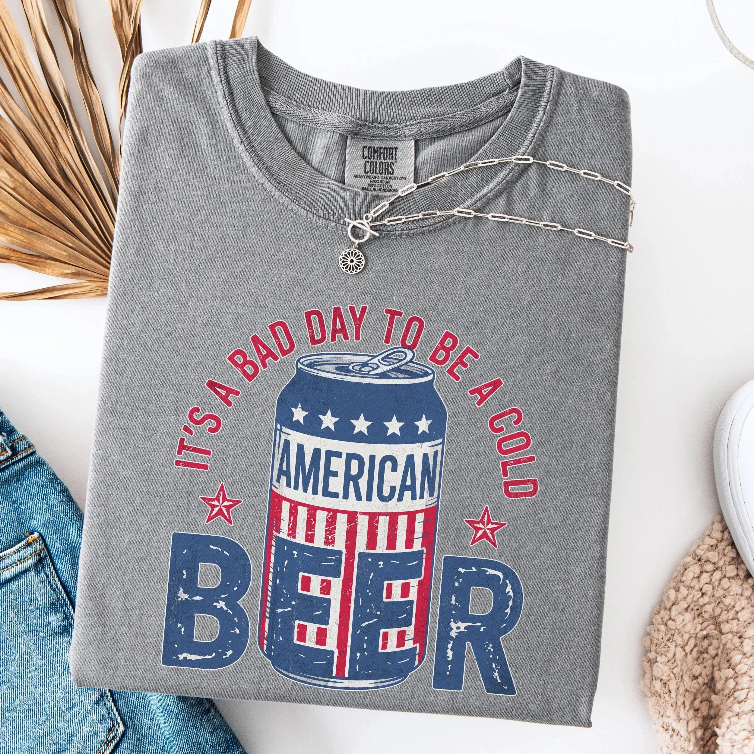 إنه يوم سيء ليكون قميصًا للبيرة الباردة، قميص مضحك في الرابع من يوليو، مطابقة حفلات البيرة، تي شيرت شرب الأب، حب البيرة الوطنية #3