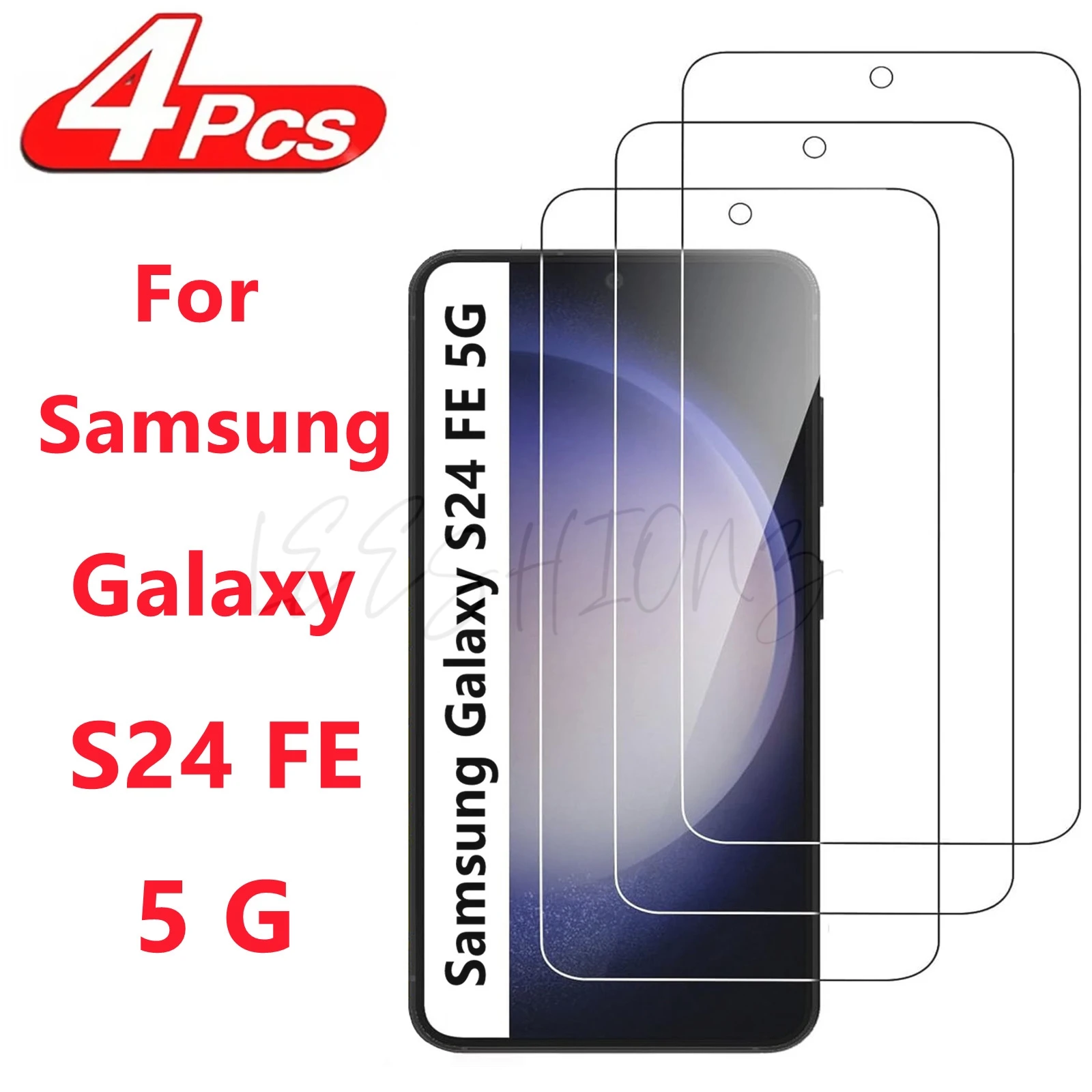 Voor Galaxy S24FE schermbeschermer Samsung, gehard glas HD 9H hoog aluminium transparant helder anti-kras