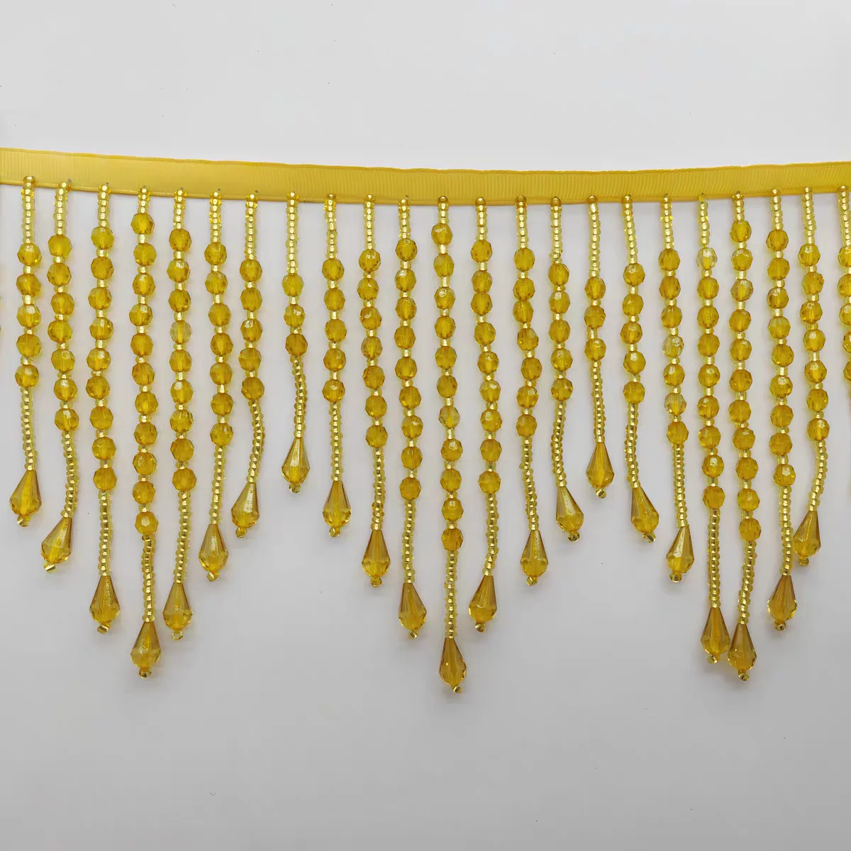 14cm Wide Acrylic Beads Beaded Chevron Fringe, AB Clear, Gold, White, Beaded Fringe, Costume Lampshade Handbag Beaded Tassle