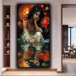 Pond Lotus Rose Woman Diamond Painting 5D Diy Cross Stitch Full Diamond Mosaic New 2024 Embroidery Portrait Large Home Decor