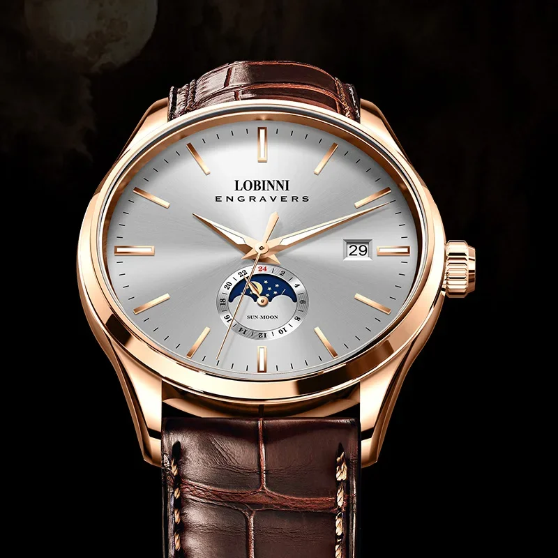 LOBINNI Luxury Type Men Dress Wrist Watch SHB10 Movement 40.5mm Dial Leather Automatic Watches Mechanical - Image 4