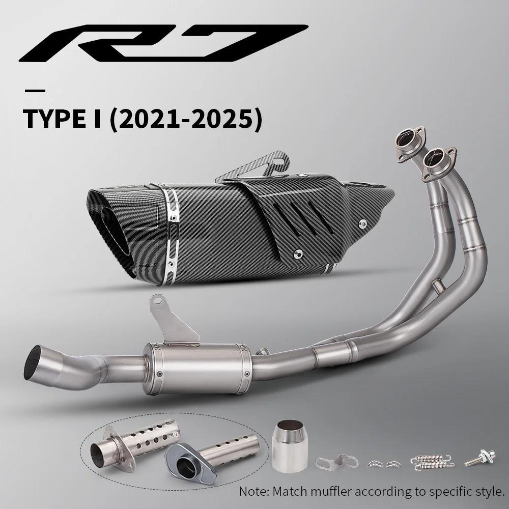 Uitlaatsysteemset van roestvrij staal voor R7 FZ07 XSR7 K10 2021-2025, geschikt voor motorfietsen, hoge prestaties, compleet.