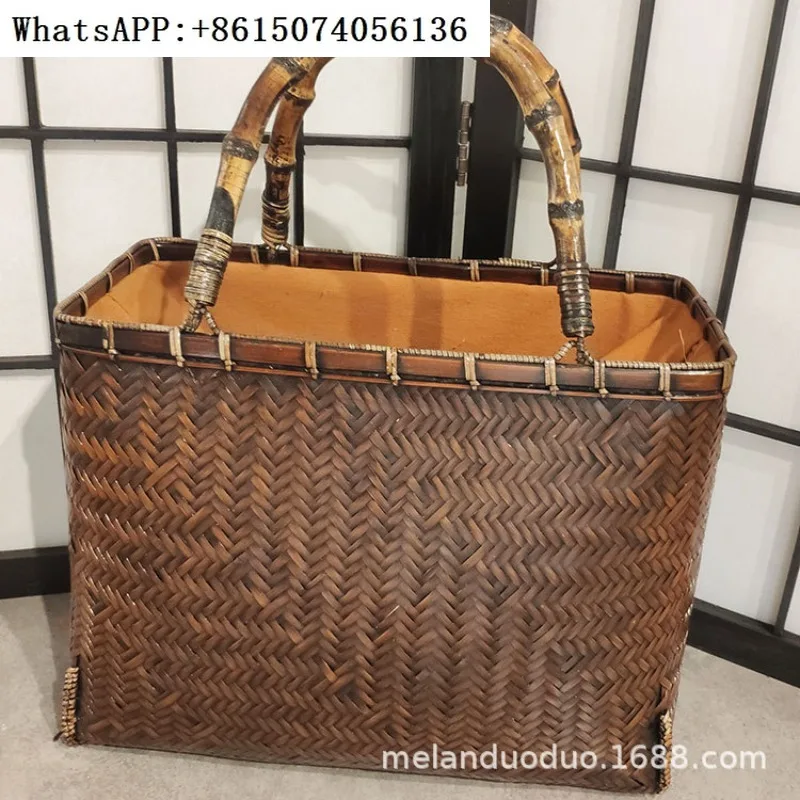 

Weaving bamboo bags, bamboo woven handbags, handicrafts for women, carrying bags, tea props, storage baskets
