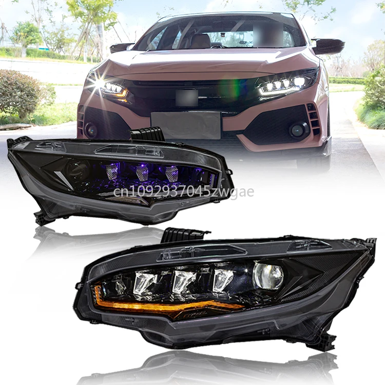 

Модифицированная автомобильная фара, светодиодная фара DRL для Honda Civic 10 Gen 2016 2017 2018 2019 2020 2021