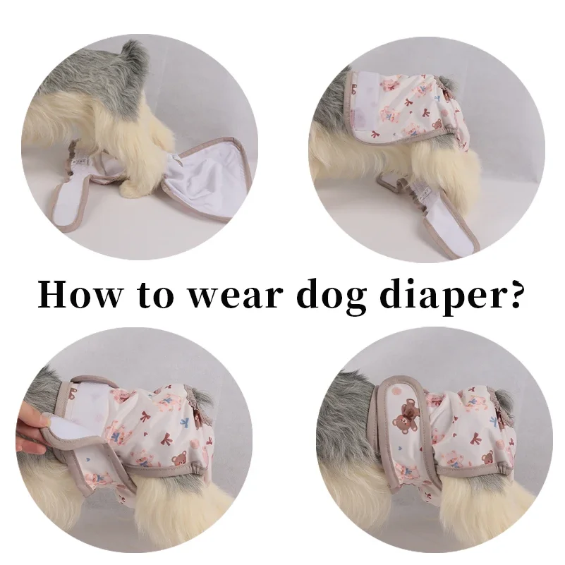 Washable Reusable Dog Diapers Physiological Pants Cute Cartoon Print Female Dog Diaper Adjustable Dog Sanitary Panties view 3