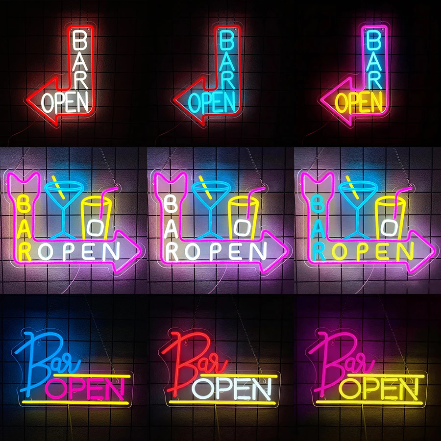 Bar Neon Sign for Wall Decor,Bar LED Open Busines Lights Sign for Man Cave,Room,Bedroom, Beer Bar,Pub,Club,Bistro,Home Party Art