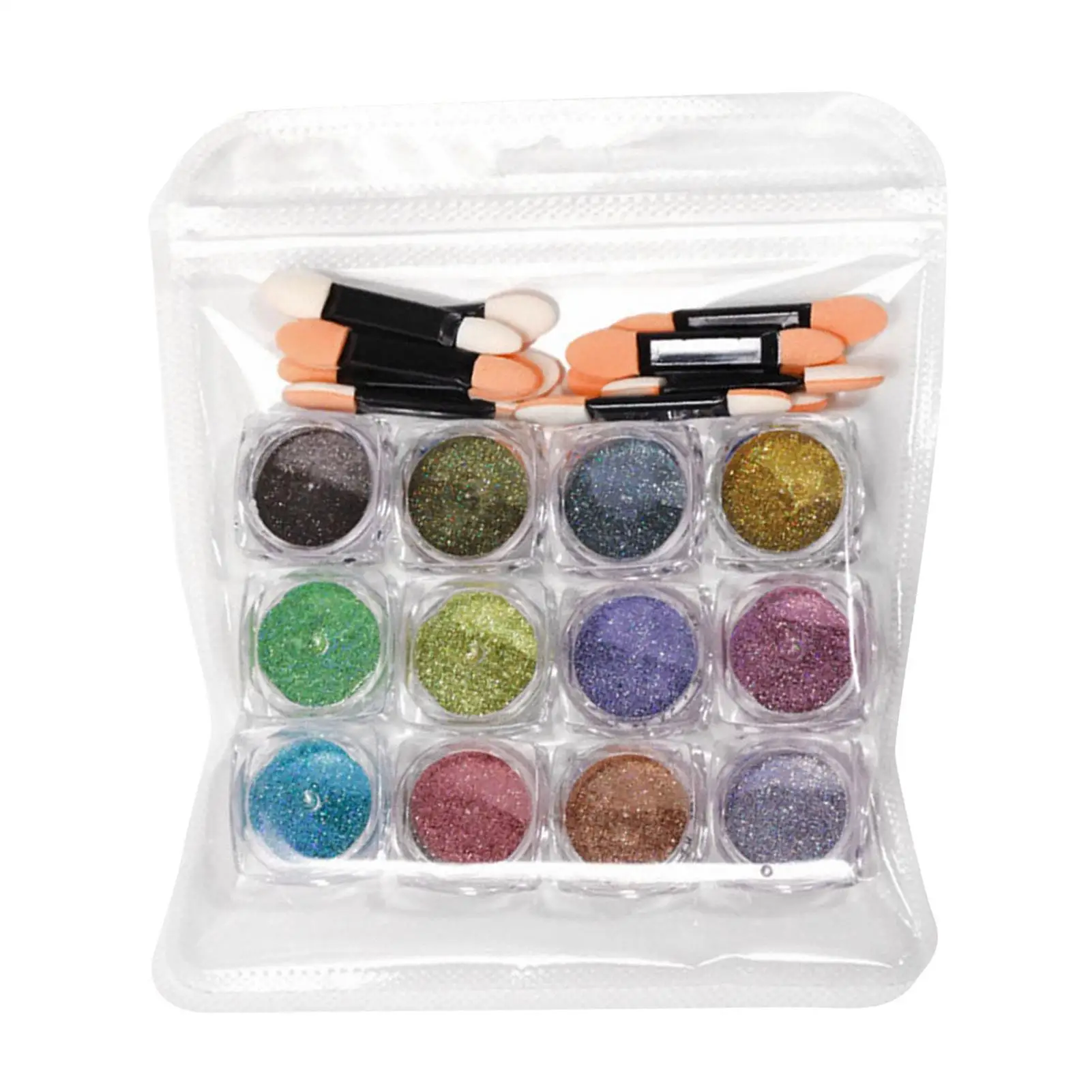 

12 Colors Metallic Mirror Nail Powder Iridescent Glitter Chrome Nail Art Kit with 10 Brush Set for Manicure