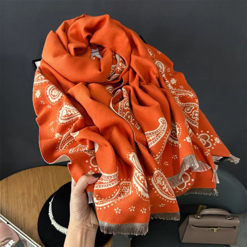 2024 Women's New Year's Red Scarf Imitation Cashmere High-Grade Vintage Thick Bib Dual-Use Air Confitioning Cape Outside