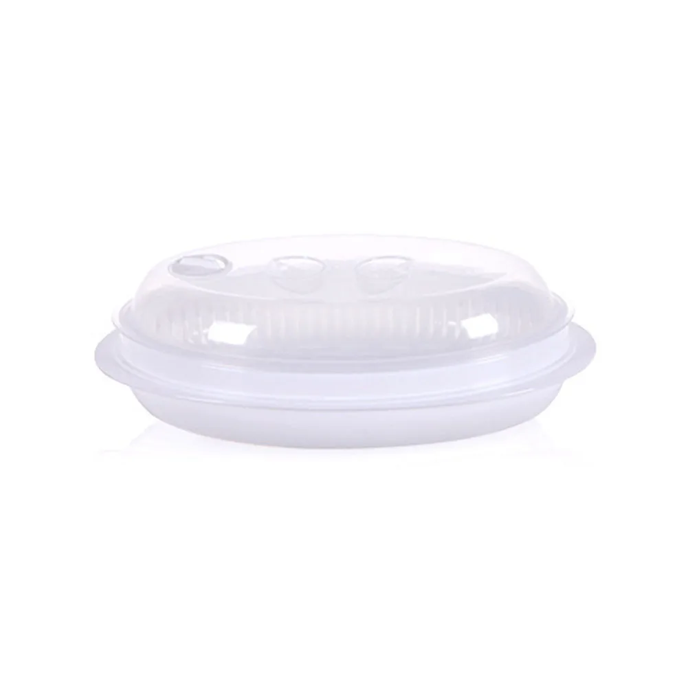 

Food Steamer Plate Multifunction Steamed Fish Plate Oval Microwave Oven Steamer with Lid for Fish Bun Dumpling Bread