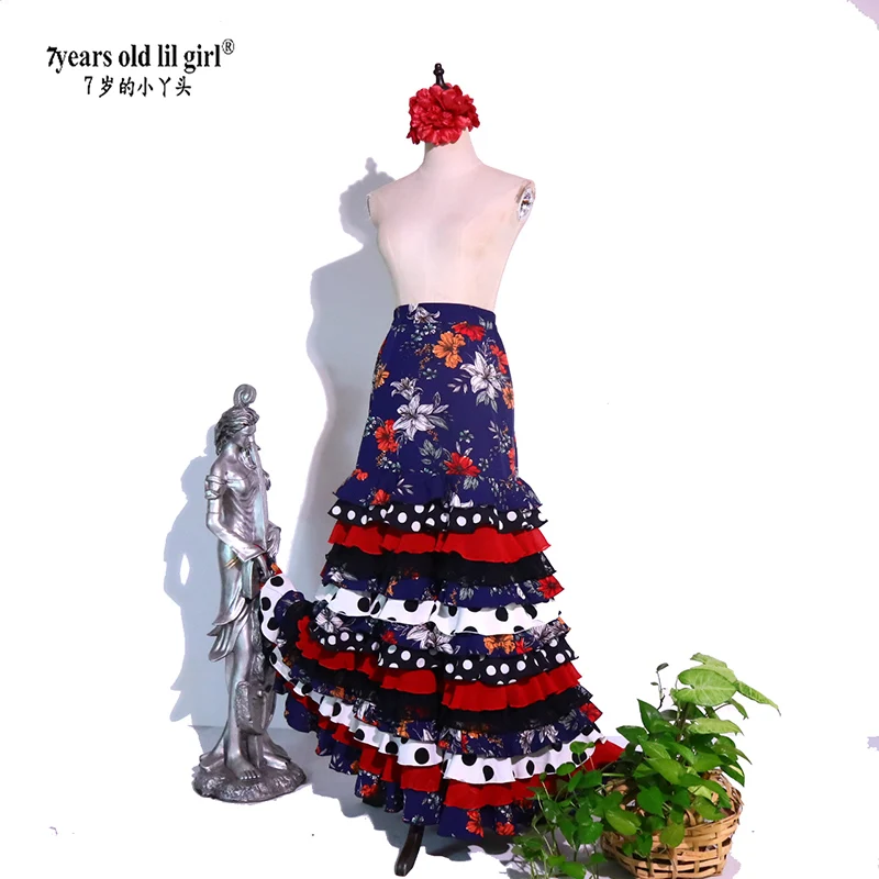 Kostium Flamenco Hiszpański Sukienka Sceniczna Kobiety Dziewczyna Cygańska Sukienka Balowa Strój Taneczny Wielokolorowy BB03