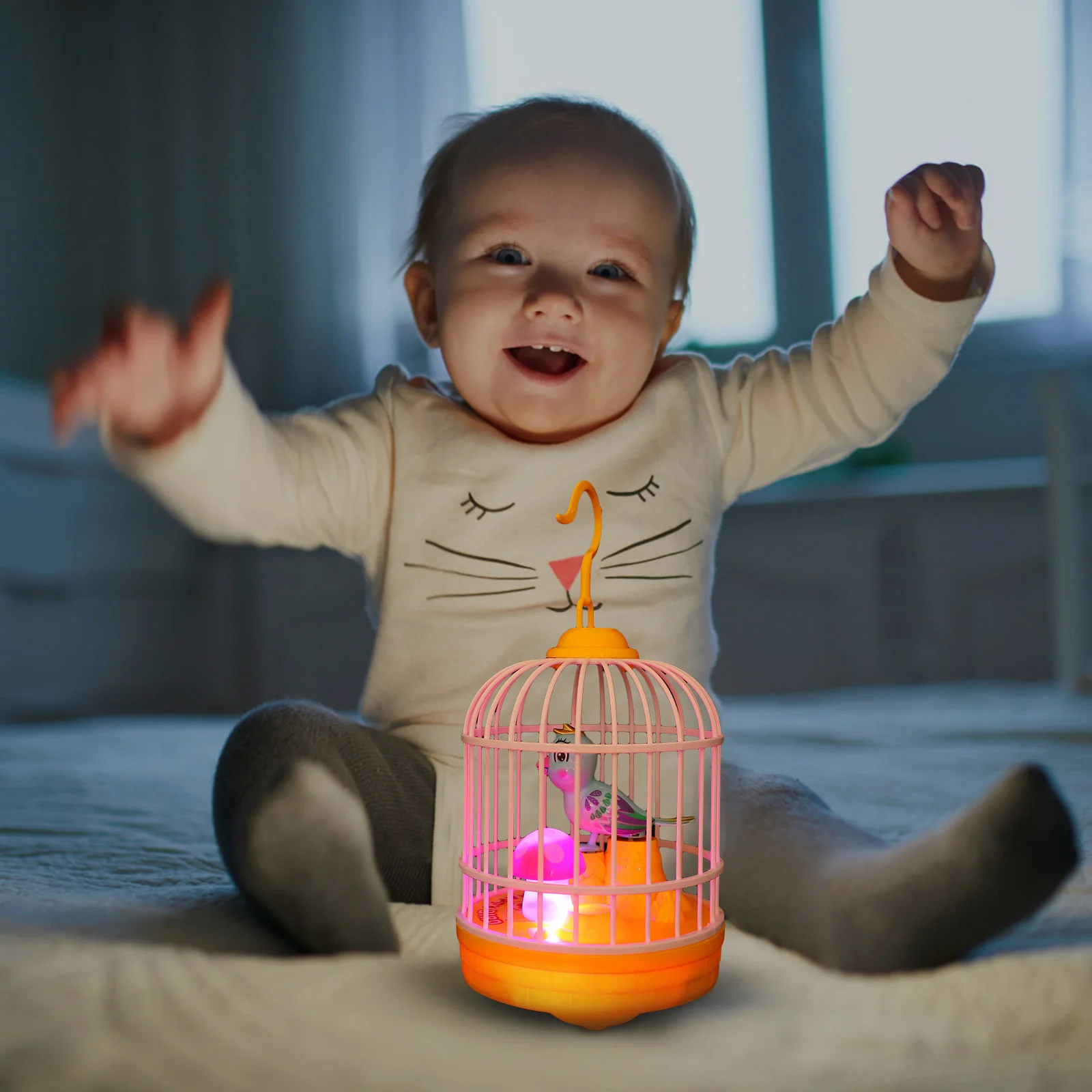 Light Music Bird Cage Simulation Toy Chirping Vocalize Voice Control Birds Abs For Kids Singing Child Children’s Toys