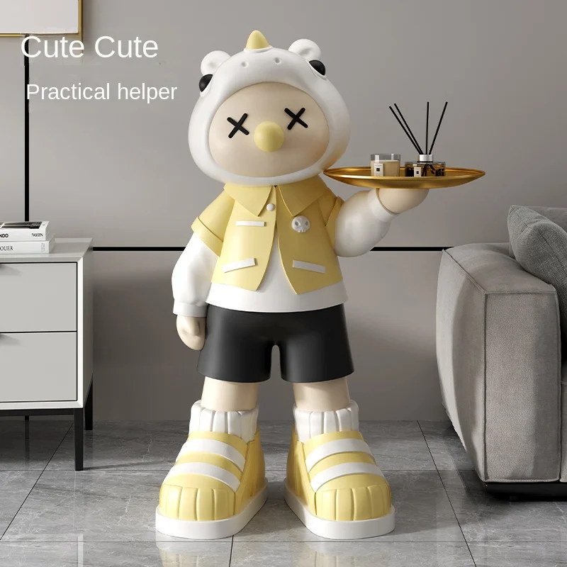 Home Decor Sculpture & Figurine Decoration Accessorie Cute Bear Cartoon Resin Floor Ornaments Living Room Tray Containing Statue