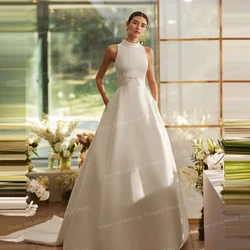 Classic Wedding Dresses A Line Sexy Sleeveless Backless For Women Bridal Gowns Formal Princess Satin Vestidos De Gala Customized