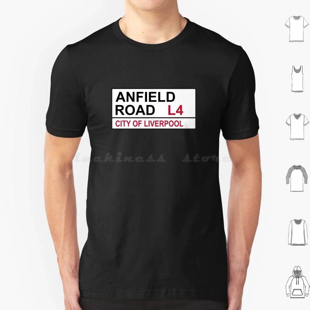 Anfield Road Football Street Sign T Shirt Cotton Men Women DIY Print Anfield Road Club Football Team Team Merseyside Mersey