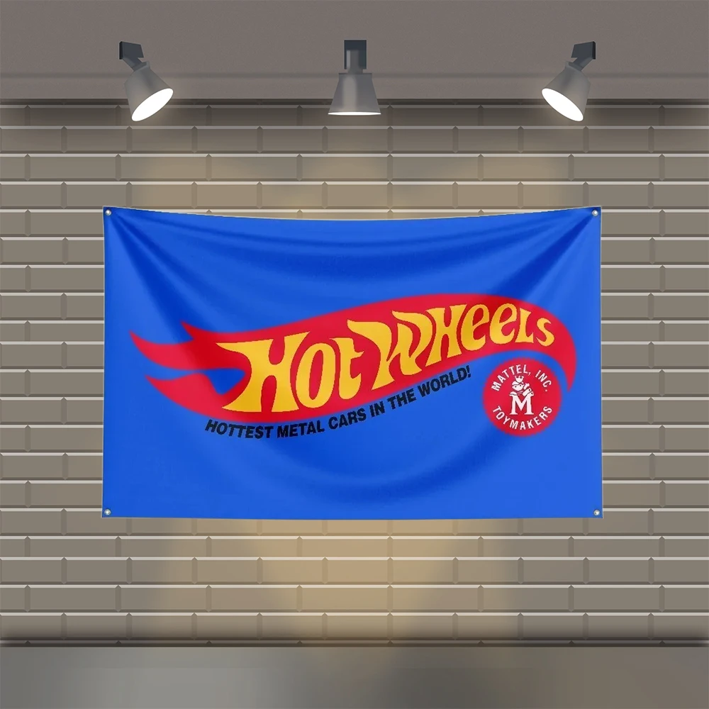 Hot Wheels-Drapeaux de voiture College en polyester, décoration de garage, sensation de voiture, Fédération, chambre, 3x5